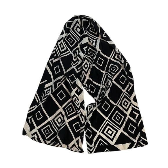 Vintage Anne Klein Silk Scarf Womens Geometric Abstract Retangular Retro 90s - Picture 2 of 6